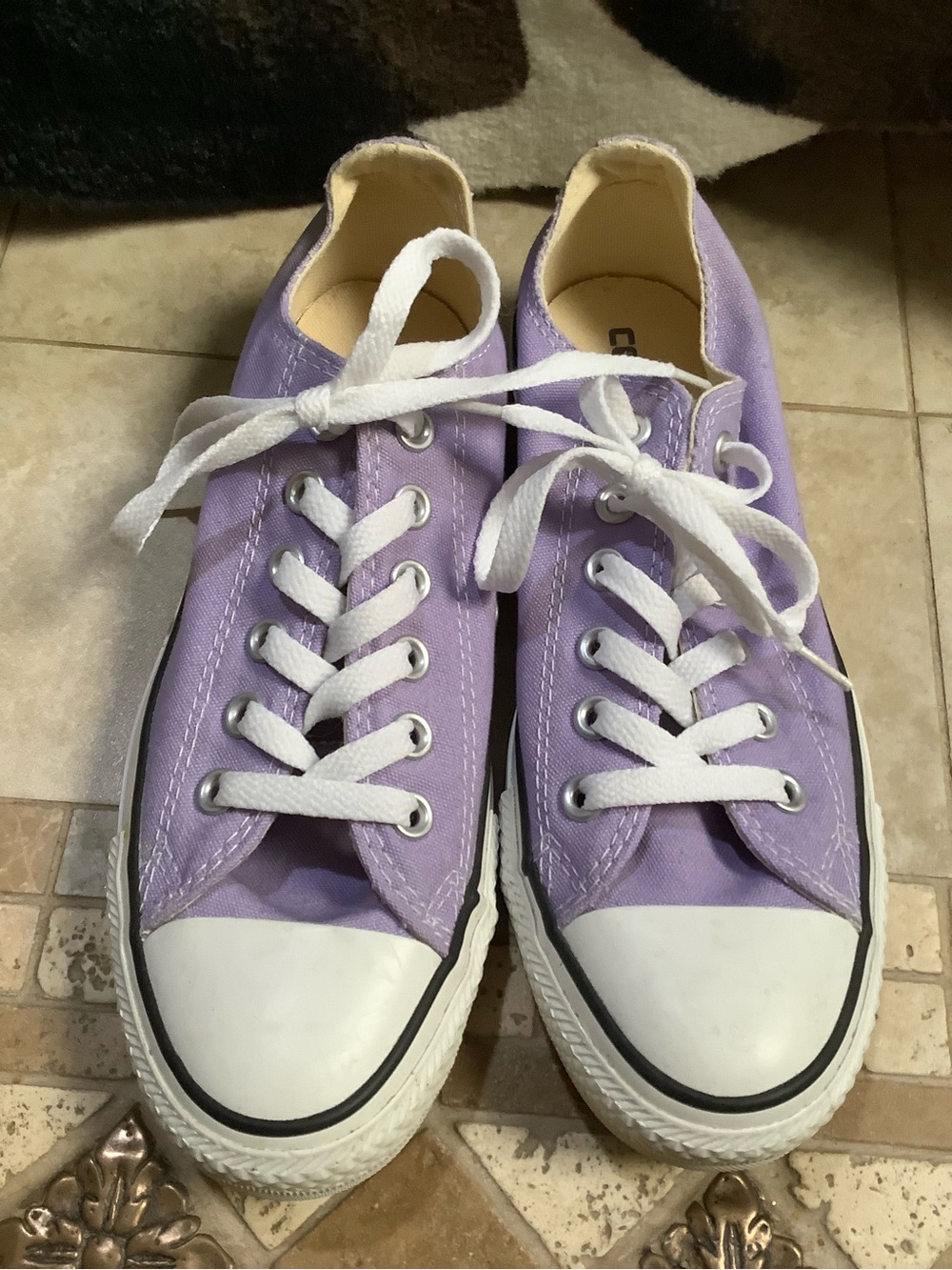 Converse Lavender Low Top Canvas Sneakers with White Accents